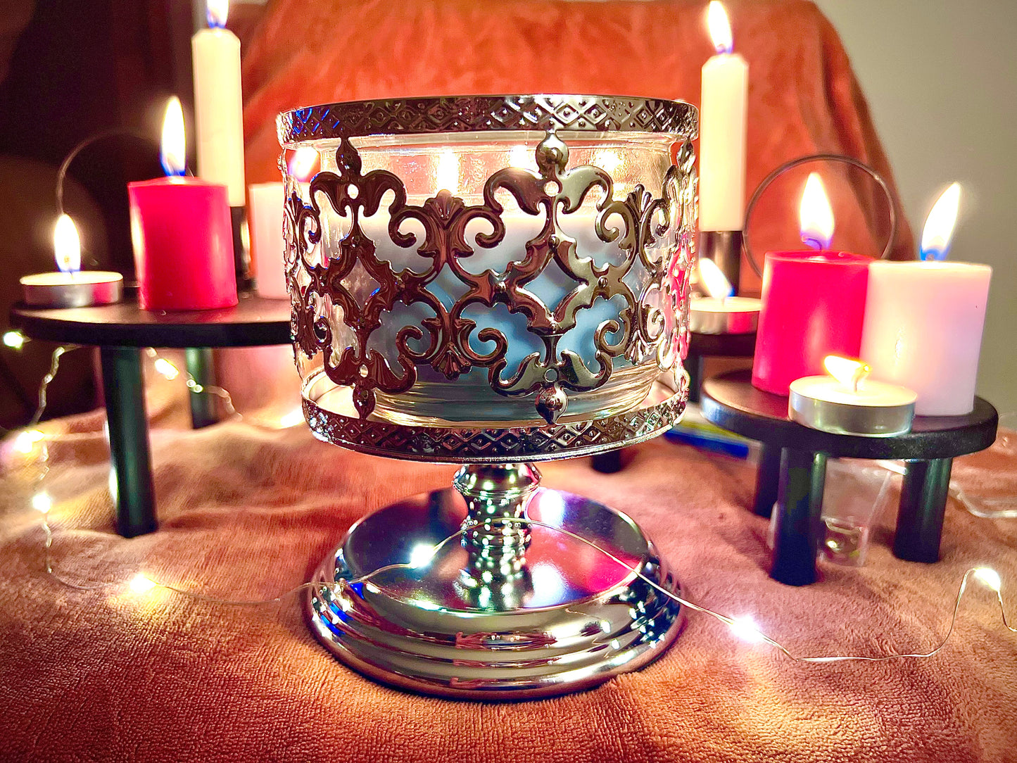 Silver 3-Wick Candle Holder