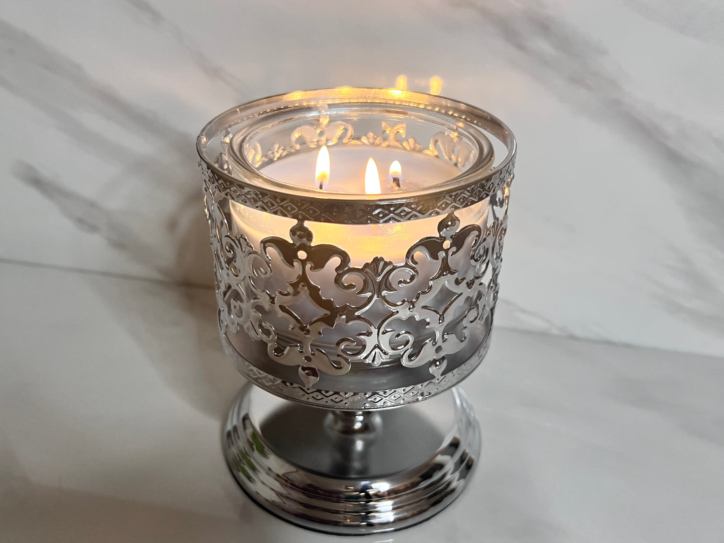 Silver 3-Wick Candle Holder