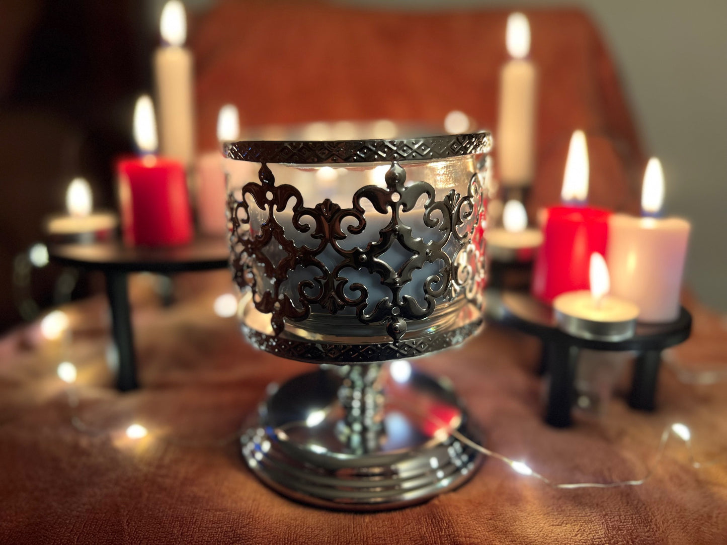 Silver 3-Wick Candle Holder